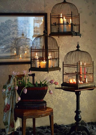 Candle holder birdcages / Jaulas a manera de portavelas